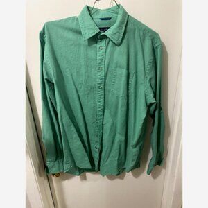 Linea Rosso Signature Button Shirt Mens Large Green Linen Cotton Blend
